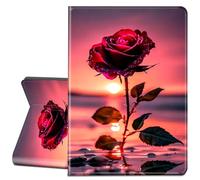 LYHXLYJH Case for Samsung Galaxy Tab A7 10.4 inch 2022/2020-Slim Leather Adjustable Stand Smart Cover with Auto Wake/Sleep,Sunset Red Rose
