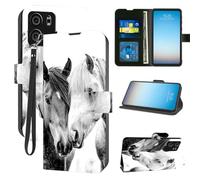 LYHXLYJH for BLU View 5 B160V Wallet Case with Card Holder,PU Leather RFID Blocking Wrist Strap Flip Shockproof Protective Cover for View 5-Melancholy Horse