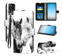 LYHXLYJH for BLU View 5 Pro B170D Wallet Case with Card Holder,PU Leather RFID Blocking Wrist Strap Flip Shockproof Protective Cover for View 5 Pro-Melancholy Horse