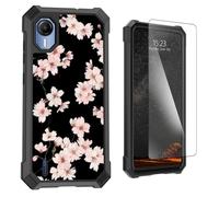 LYHXLYJH for Cricket Debut S2 Phone Case,AT&T Calypso 4 Case with Screen Protector,Dual Layer Hybrid Soft TPU Hard PC Full-Body Protective Cover,Beautiful Plum Blossoms