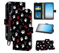 LYHXLYJH for Cricket Dream 5G/AT&T Radiant Max 5G Wallet Case with Card Holder,PU Leather RFID Blocking Wrist Strap Flip Shockproof Protective Cover-Cute Dog Paws
