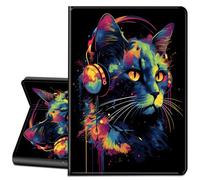 LYHXLYJH for iPad Air 5th/Air 4th Generation 2022/2020 Released Case-Slim Leather Stand Smart Cover with Auto Wake/Sleep for iPad Air 5th/Air 4th,Art Wearing Headphones Cat