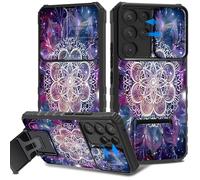 LYHXLYJH for Samsung Galaxy S25 Ultra 5G Case 6.9" with Slide Camera Cover for Women Men Built-in Kickstand Rugged Dual Layer Shockproof Protection Case-Mandala Flower