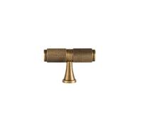LYHYDMA Cabinet Handles Solid Antique Brass Diamond-Cut Cross Knurl Pattern Bronze Wardrobe Cabinet Handles T-bar Knobs Pitch 320mm Long Pull(T Knob-50mm)