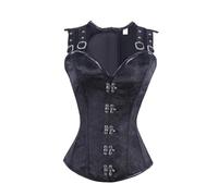 LYHYDMA Corset Tops For Women Steampunk Overbust Women Corset Red Steel Bones Korse Top Black Clothes Punk Goth Bodice Halloween Costumes(Black,M)
