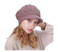 LYHYDMA Winter knit hat Winter Hats Woman Female Weave Cap Soft Brim Keep Warm Beanie Knitting Inside Plus Velvet For skiing, outdoors, at home(Violets)