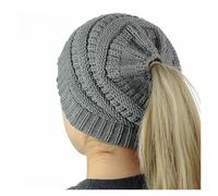 LYHYDMA Winter Knit hat Women Winter Stretch Crochet Knitted Hat Messy Bun Ponytail Beanie Holey Warm Caps for Skiing, Outdoors, at Home(Grey)