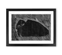 Lying Bison By Samuel De Mesquita Classic Painting Framed Print | A4 Black Framed Wall Art | Ready to Hang | Classic Historical Picture | Living Room Bedroom Lounge Office