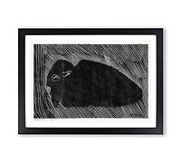 Lying Bison by Samuel De Mesquita Framed Print | A2 Black Framed Wall Art | Ready to Hang | Modern Nature Picture | Living Room Bedroom Lounge Office