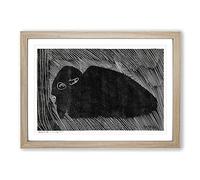 Lying Bison by Samuel De Mesquita Framed Print | A2 Oak Framed Wall Art | Ready to Hang | Modern Nature Picture | Living Room Bedroom Lounge Office