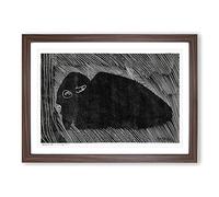 Lying Bison by Samuel De Mesquita Framed Print | A2 Walnut Framed Wall Art | Ready to Hang | Modern Nature Picture | Living Room Bedroom Lounge Office