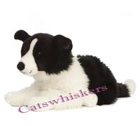 Lying Border Collie Plush Soft Toy (with collar). 10 year guarantee Gift. 49cmL
