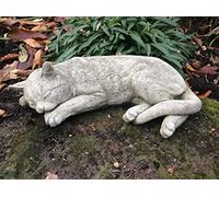 Lying cat Pet memorial stone Cat Sleeps On The Grass Long Cat Statue Concrete Cat Figure Home Pet Decor Pet Loss Front Door Decor Gift For Animal Lovers Outdoor sculpture cat Concrete kitty figurine
