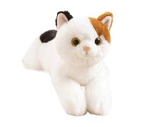 Lying Cat Plush Toy, Cute Tabby Kitten Stuffed Animal, Soft Pillow Plushie for Home Decor, (Brown)