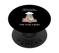Lying Down Bear Rainbow Being Human Is Complicated Costume PopSockets Adhesive PopGrip