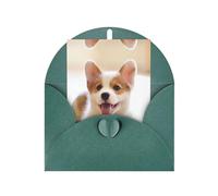 Lying down with tongue out dog Patterned Dark Green holiday cards, thank you cards for anniversaries and birthdays