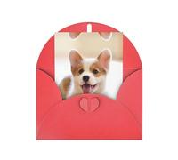 Lying down with tongue out dog Patterned Red holiday cards, thank you cards for anniversaries and birthdays