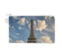 Lying on The Beach Coin Purse Canvas Change Pouch with Zipper Small Cosmetic Organizer Bag Women Wallet for Car Keys, Credit Cards, Cash, Lipstick, Eiffel Tower with Red Umbrella, One Size