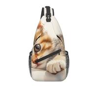 Lying On The Bed Kitty Crossbody Shoulder Bag Travel Chest Pack Sling Backpack For Men Hiking Daypack