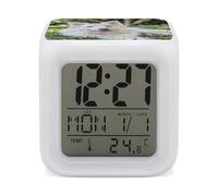 Lying on The Grass Night Light Alarm Clock LED Display Alarms for Bedroom Smart Digital Alarm Clock Wtih 7 Colorful Ambient Lights Sleep Timer for Heavy Sleepers Simple Operation