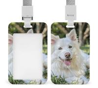 Lying on The Grass Retractable ID Badge Holder with Lanyard - Vertical Badge Reel,Keychain Clip,Name Tag Id Card Holder Protector for Nurse Officer Teacher Security Staff Women Men