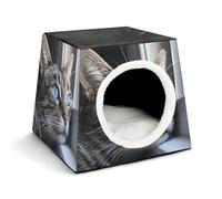 Lying on The Windowsill Cat Bed for Indoor Cats - Foldable Cat & Dog House with Removable Cozy Cushion, Waterproof Oxford Washable Pet House for Small Pets 13.8" X 13.8" X 11.8"