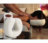 Lying or Sitting Massage Headrest for Bed or Table, Adjustable Height and Tilt, Ergonomic Memory Cushion 8 cm, Foldable, Carrying handle