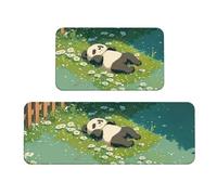 Lying Panda Rug Cushioned Kitchen Rugs Sets Of 2 Comfort Standing Mat For Home Decor Sink,Kitchen Mats For Floor Non Slip Washable ，Laundr 17"X47"+17"X30"