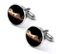 Lying Water Otters Men's Cufflinks Tuxedo Cuff Links Dress Shirt Tie Accessories for Business Weddings