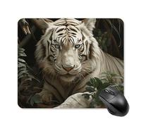 Lying White Tiger Mouse Pad Square Laptop Mouse Mat Cute Computer Mousepad Keyboard Pad Non-Slip Desk Pads for Gaming Office Work Home 25 * 30cm