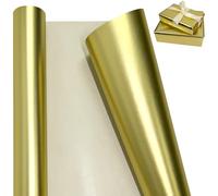 LYINUR Gold Wrapping Paper Roll 43 cm x 10 m, Birthday Gift Wrapping Paper Rolls, Luxury Matte Metallic Gift Wrap for Christmas Valentines Wedding Festival Xmas Flower Craft