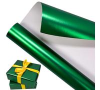 LYINUR Green Gift Wrapping Paper Roll - 43 cm x 10 m, Christmas Wrapping Paper Rolls, Luxury Metallic Matte Gift Wrap for Valentines Wedding Festival Birthday Xmas Flower Craft