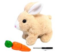 LYINUR Interactive Rabbit Toy with Carrot, Easter Bunny Toy Pet Hopping Plushie, Realistic Walking and Talking Jumping Rabbit Toys, Cute Funny Plush Stuffed Bunny Pal for Birthday, Yellow