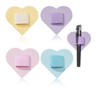 LYITZW Pack of 4 Pen Holder Notebook, Self-Adhesive Heart Shape Pen Rings, Leather Pen Loop Holder for Table, Desk, Wall, Ideal for Students and Office Everyday Use, Multicoloured Available