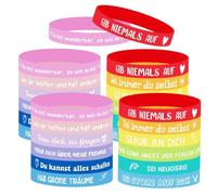 Lyivisk Pack of 24 Children's Motivational Bracelets in German 18 cm Silicone Bracelets with Inspirational Sayings Ideal as a Farewell Gift for Students Primary School Party Bags for First Day of
