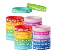 Lyivisk Pack of 24 Motivational Bracelets Children's Silicone Bracelets with Inspirational Sayings Farewell Gift Nursery Students Motivational Party Bags for School Party or Farewell
