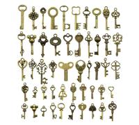 Lyivisk Pack of 50 Vintage Key Decoration Set with Antique Design for DIY Jewellery Crafts Wedding Decoration and Party Decoration Ideas