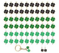 Lyivisk Pack of 60 Four Leaf Clover Pendants Lucky Charm Metal Green DIY Jewellery Ornaments for Students Teachers Farewell Gift Key Chain Necklace Crafts