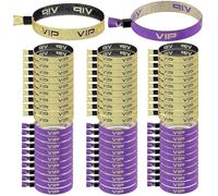 Lyivisk Pack of 60 VIP Fabric Inlet Bands Combination of Purple and Black Gold Entrance Bracelets Entrance Bands for Events Festival Party Wedding Concerts Robust Waterproof Party Bands