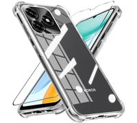 LYJERRY AIRBAG Case for HONOR X5c Plus Phone Case with 9H Hardness Tempered Glass Screen Protector, TPU Shockproof Cover, Soft, Slim Fit, Anti-Scratch Protection, Clear