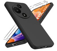LYJERRY Case Compatible with TCL 605 / TCL 60 SE Case with 2Pcs Tempered Glass Screen Protector, Soft TPU Shockproof Cover, Anti-Scratch Protection, Slim Fit, Black