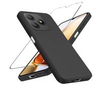 LYJERRY Case for Blackview WAVE 9C Phone Case with 9H Hardness Tempered Glass Screen Protector, TPU Shockproof Cover, Soft, Slim Fit, Anti-Scratch Protection, Black