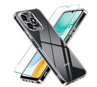 LYJERRY Case for HONOR X5c Plus Phone Case with 9H Hardness Tempered Glass Screen Protector, TPU Shockproof Cover, Soft, Slim Fit, Anti-Scratch Protection, Clear