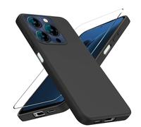 LYJERRY Case for OUKITEL C69 Phone Case with 9H Hardness Tempered Glass Screen Protector, TPU Shockproof Cover, Soft, Slim Fit, Anti-Scratch Protection, Black