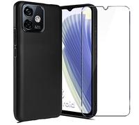 LYJERRY Mobile Phone Case Black Shockproof for Ulefone Note 16 Pro, 1 x Case with 1 x Tempered Glass, Protective Bumper Cover Case Silicone for Ulefone Note 16 Pro Screen Protector