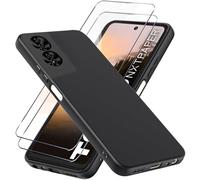 LYJERRY Mobile Phone Case for TCL 40 NxtPaper 4G Case + 2 Pieces Tempered Glass for TCL 40 NxtPaper 4G Case Shockproof Cover Protective Silicone Case Soft Black Case and Tempered Glass