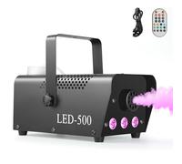 LYJFBD Fog Machine with Wireless Remote Control and 14 Color RGB LED Lights, Portable Smoke Machine with Auto-Cycle Mode for Halloween Party Wedding DJ Stage Show Indoor Outdoor Use, 500W Black.