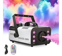 LYJFBD Fog Machine with Wireless Remote | Smoke Machine with 14 Colorful lights, for Indoor Outdoor Halloween, Party, Wedding, DJ Club Stage Effect(1200W Silver).