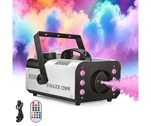 LYJFBD Fog Machine with Wireless Remote | Smoke Machine with 14 Colorful lights, for Indoor Outdoor Halloween, Party, Wedding, DJ Club Stage Effect(1200W Silver).