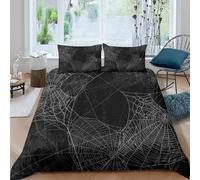 LYJSMDAAA 3D Microfiber spiderweb design Bedding Quilt Cover All Season Bedding Set w/Pillowcase gothic horror style Bed Quilt Cover Easy Care for Home Decor Single（140x200cm）